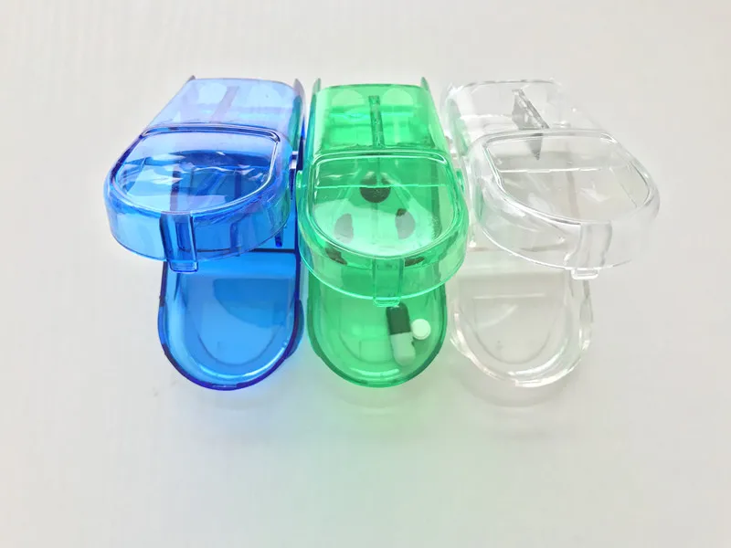 1 قطعة صندوق تخزين محمول صغير مفيد حامل حبوب الدواء اللوحي القاطع الفاصل علبة حبوب 3 ألوان