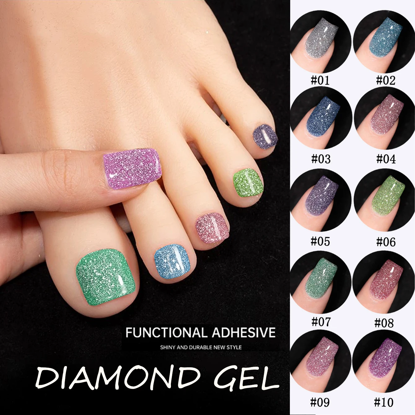 

1-12pcs WS Super Glitter Glass Broken Diamond Gel Nail Polish 2025 New Laser Disco Nails Colorful Phototherapy Adhesive Nail Art