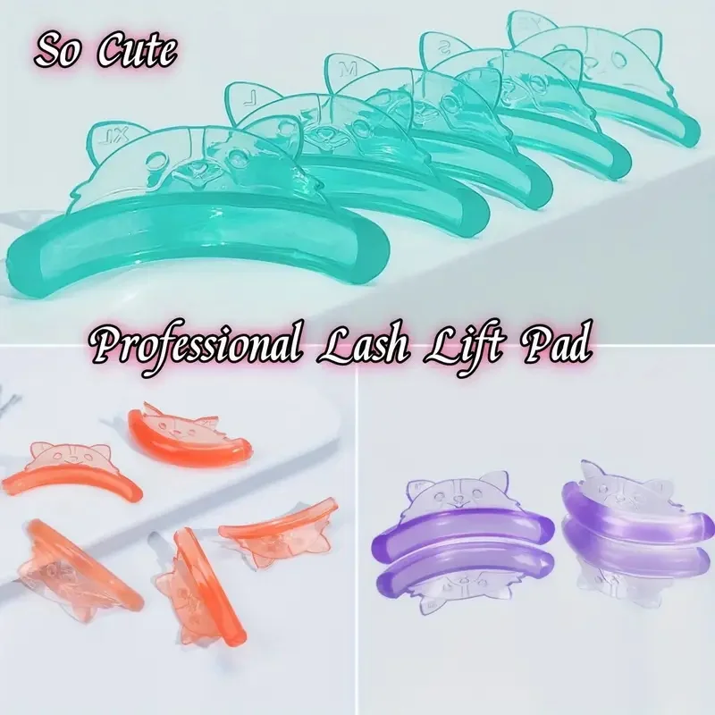 Lomansa 5 أزواج C حليقة سيليكون رمش بيرم منصات لزجة جلدة قضيب درع رفع ثلاثية الأبعاد رمش بكرة الشعر اكسسوارات ماكياج أداة #2