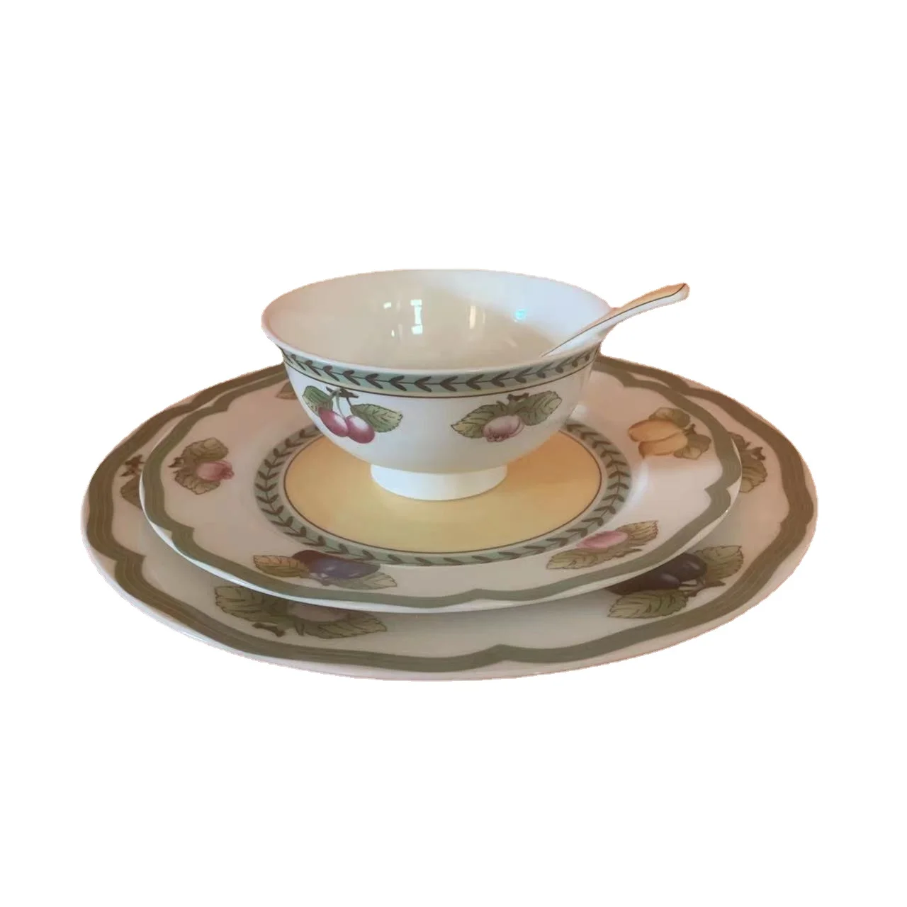 

European-Style Household High Bone China Western Food Plate Afternoon Tea Cup and Saucer Commercial Restaurant Steak Pastry