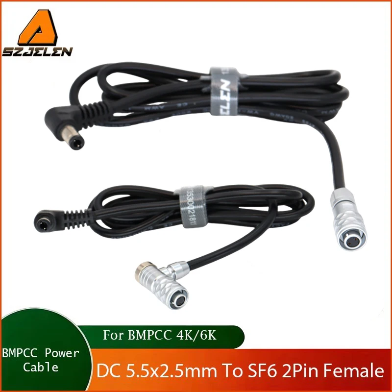 

DC 5.5X2.5mm to SF6 2-Pin Female BMPCC 4K/6K Power Cable for Blackmagic Pocket Cinema Camera and V Mount Gold Mount Battery