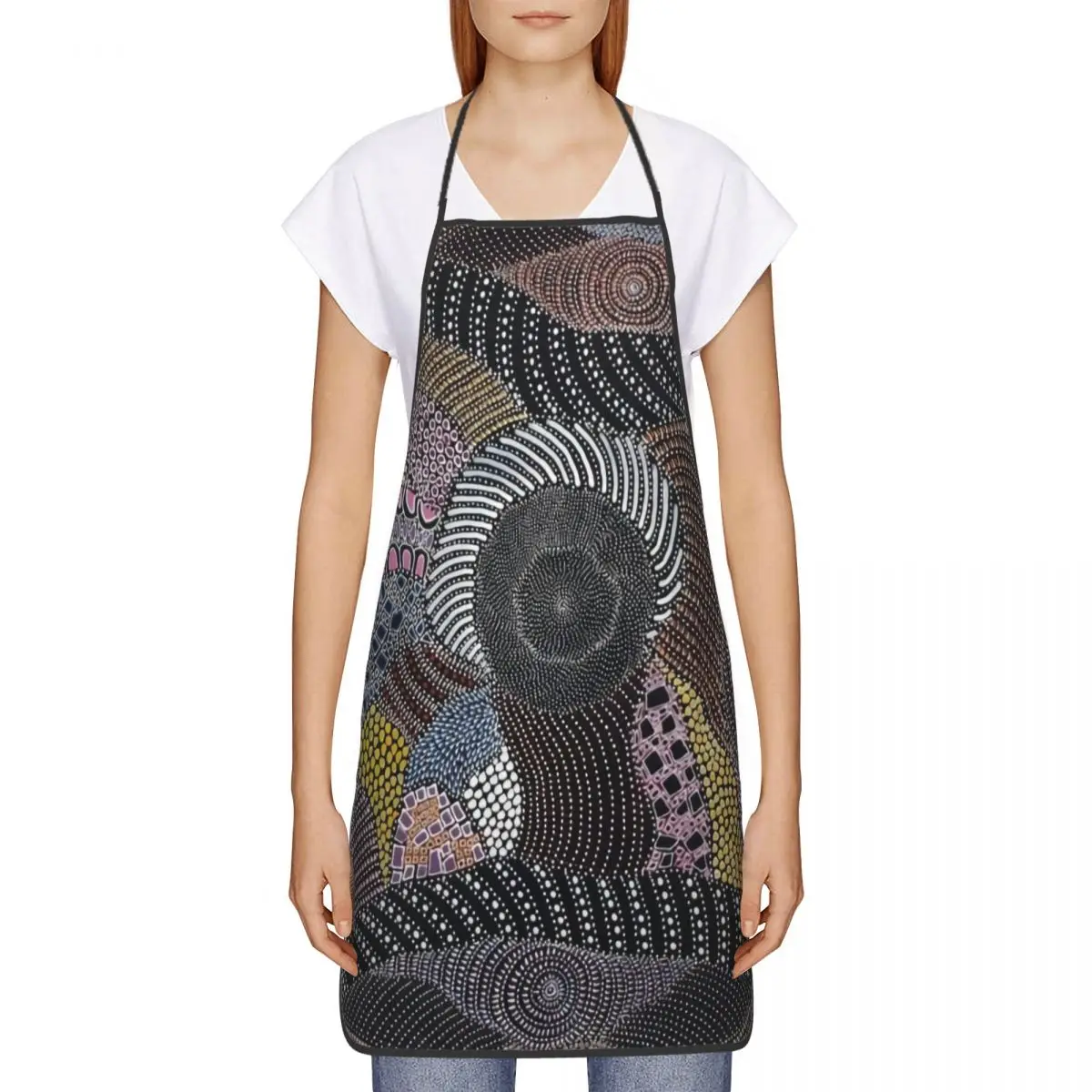 Custom Australian Aboriginal Art Funny Apron for Men Women Adult Unisex Kitchen Chef Bib Tablier Cuisine Cooking Baking Painting