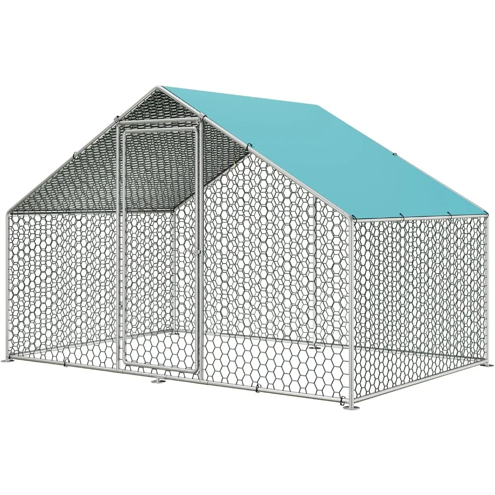 

Large Chicken Coop Run, with Immersed Wire Mesh, Metal Chicken Coop for 6 Chickens Heavy Duty Chicken Run