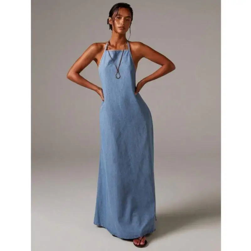 Dames herfst denim band lang Dr D 275 Sle Tee-kwart Sve dubbele taille H-lijn Ciwalk Faion-jurk