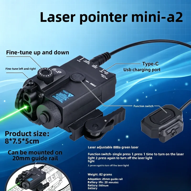 20mm Rail Mount Laser Module Adjustable Beam Calibration Built-in Battery External Remote on Off Hobby Mod Parts