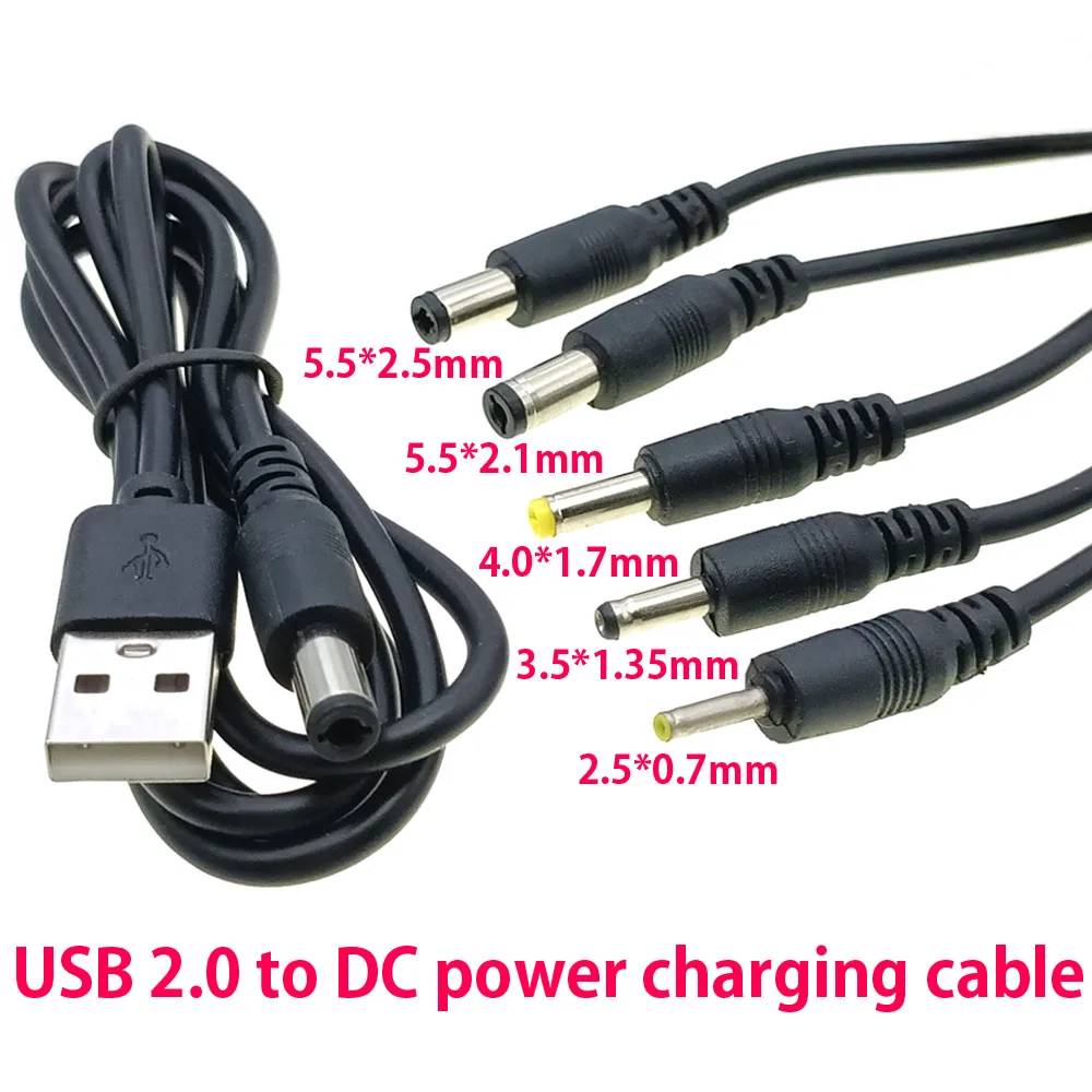 

1-5pcs USB To DC 3.5*1.35mm 2.5*0.7mm 4.0*1.7mm 5.5*2.1mm 5.5*2.5mm Plug Jack DC 5V Power Extension Cable Connector