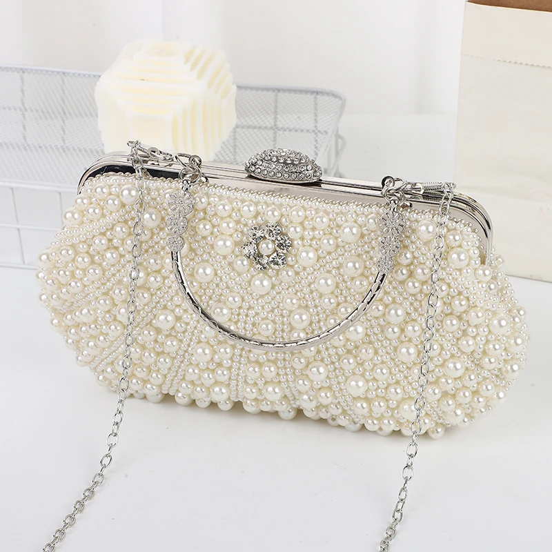 Diamond Carrying Bag Versatile Beaded Evening Dress Popular Fashion Metal Chain Shoulder Bag Handmade Beaded Embroidery Bag