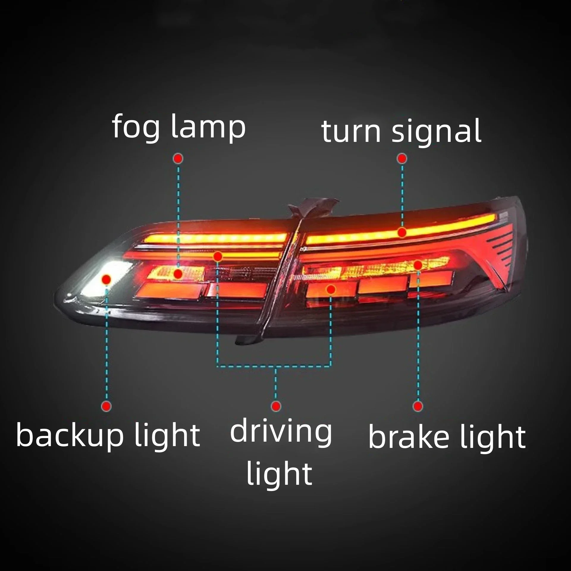 Led TailLight Assembly for Volkswagen CC Modified Rline Rear Brake Lamp Backup Light Turn Signal Car Accessories