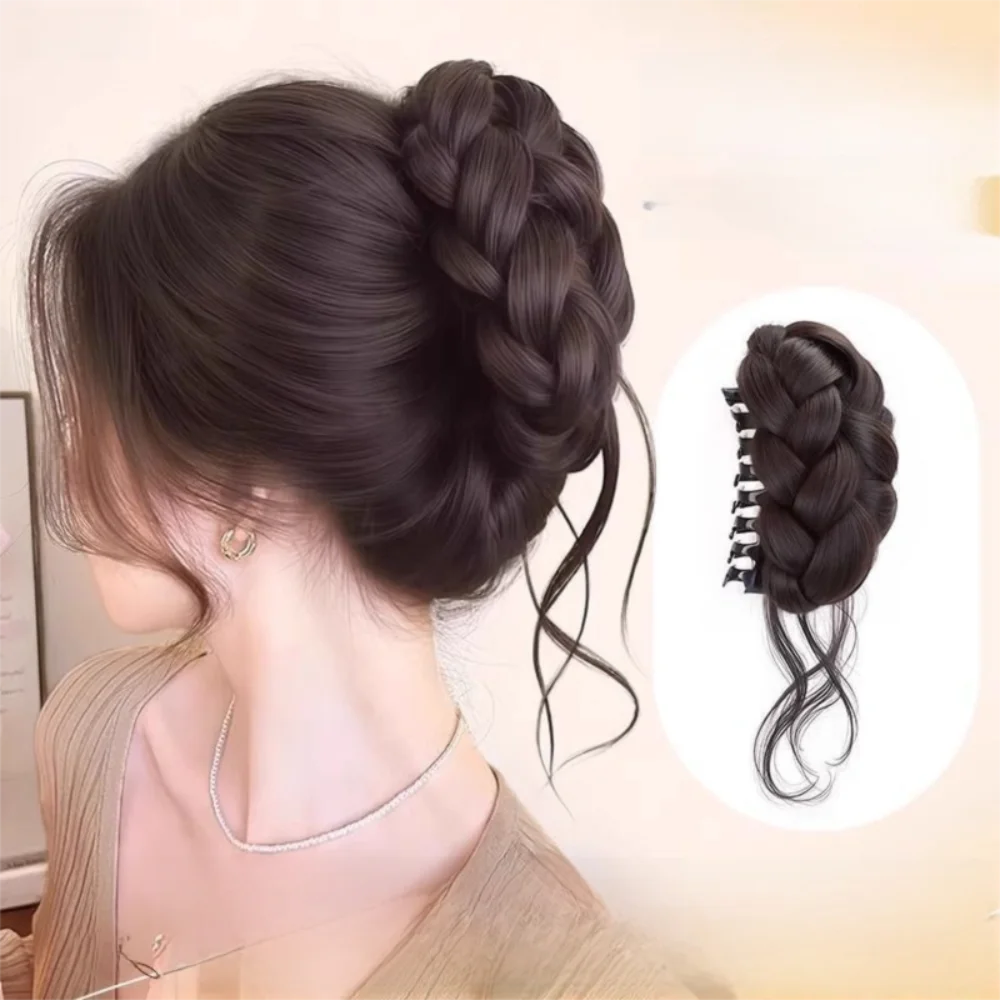 

New Synthetic Hair Bun Claw Clip Fluffy Braided Hair Wig Hair Clip Brown Black Natural Hairpiece Hair Accessories