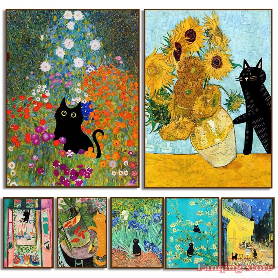 

1000 Pieces Jigsaw Puzzle Van Gogh Monet Black Cat Sunflower Stress Reducing Toys Holiday gift Perfect for DIY Creative