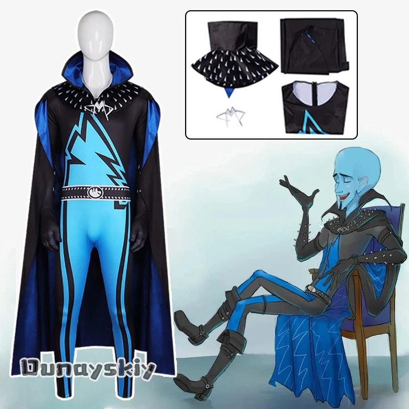 

Halloween Megamind Cosplay Jumpsuit And Cloak The Doom Syndicate Megamind's Costumes Halloween Disguise for Adult Suits s-3xl