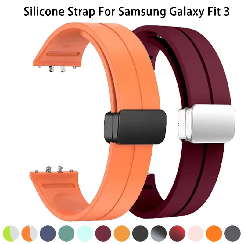 Silikonarmband für Samsung Galaxy Fit 3, magnetische Schnalle, Sportarmband, Samsung Galaxy Fit3, keine Lücken, Armband, Bandzubehör