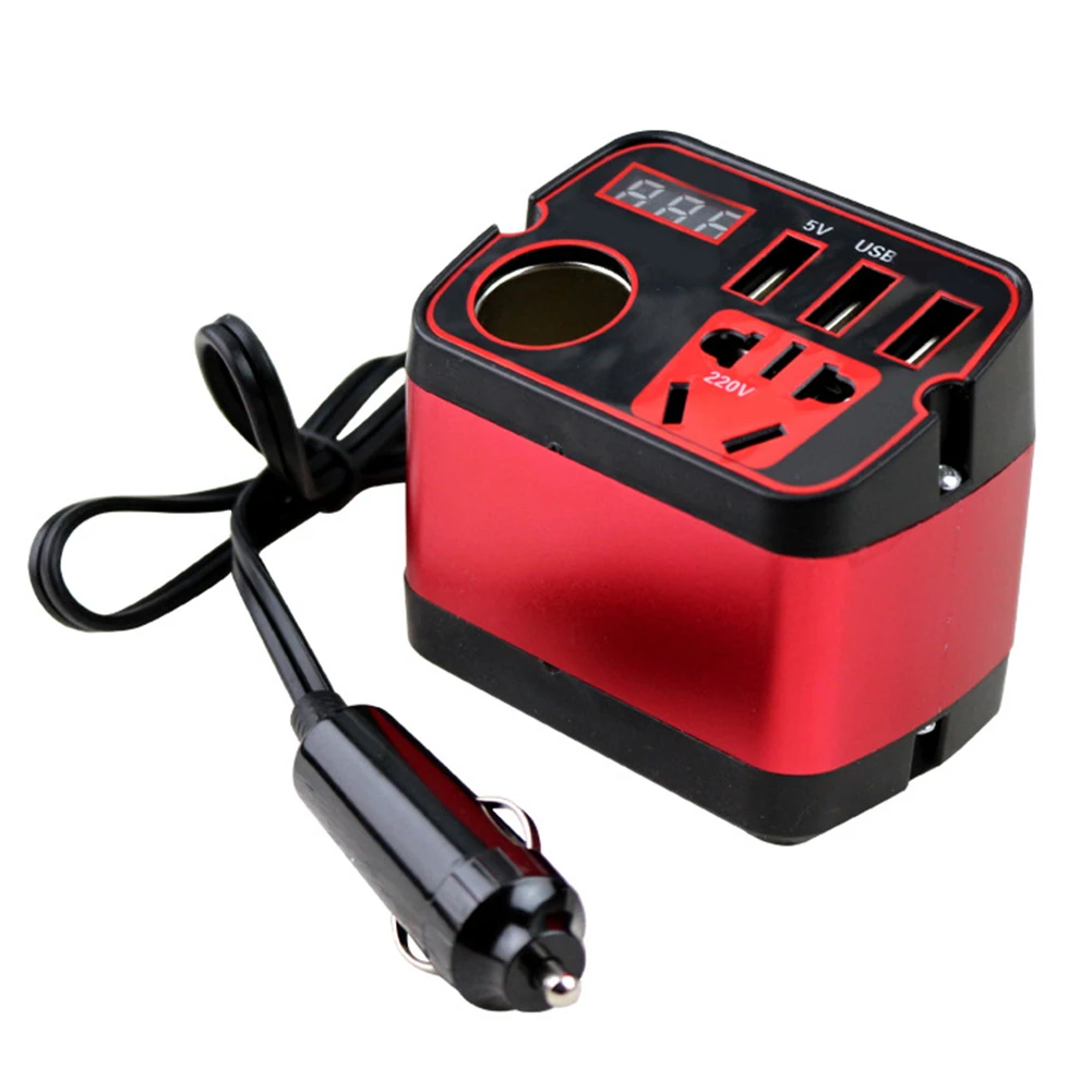 Black Red DC To AC Adapter Built In Safety Protection Inverter Energy Converter Travel Inverter Multiple Output Interfaces