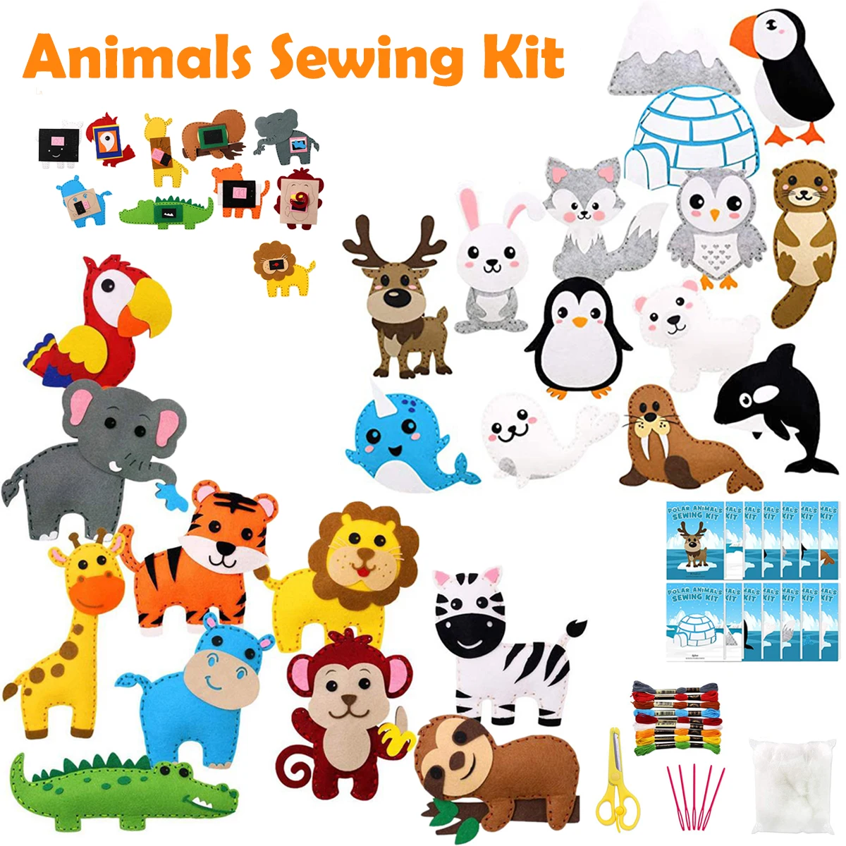 Fai da te feltro animale cucito Kit bambini creativo cucito a mano artigianato giocattoli educativi peluche ornamenti animali regalo Montessori