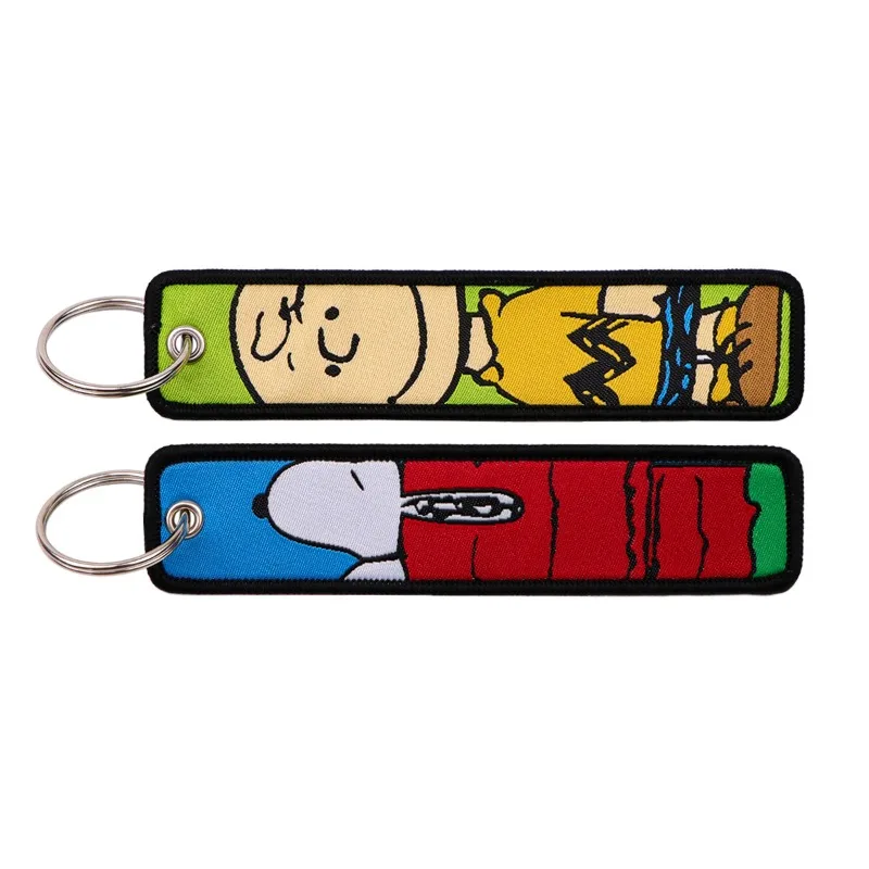 

Cute Anime Snoopyed Key Tag Cool Embroidery Keychains Motorcycles Keychains Fashion Key Accessories Gift 13x3cm