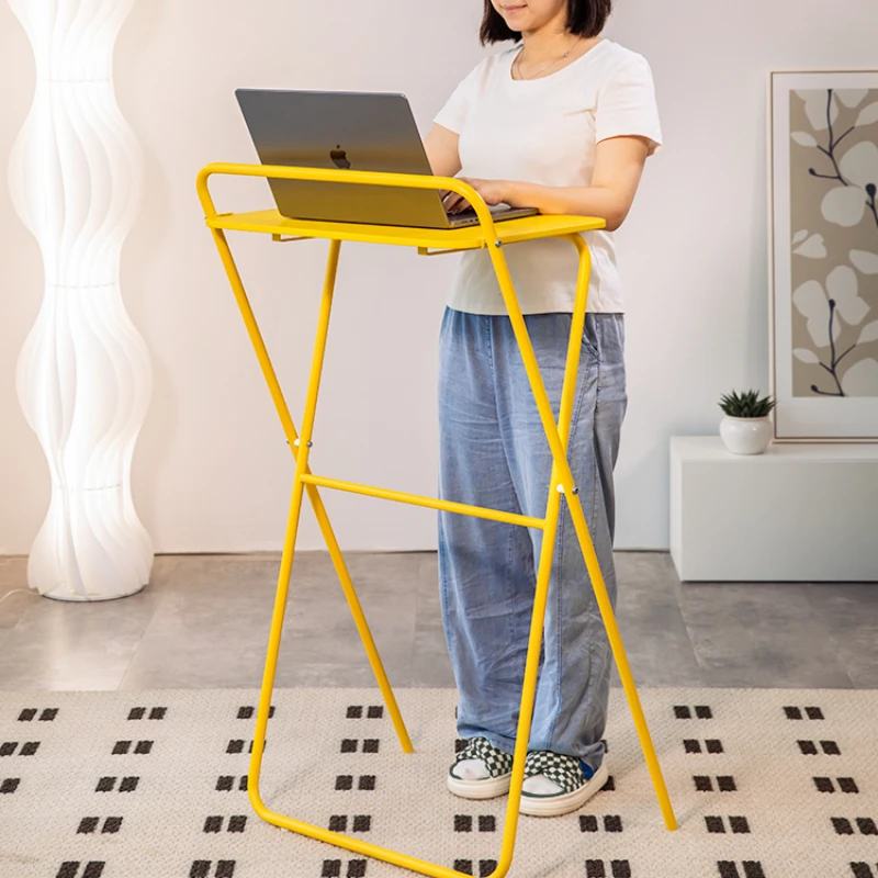 

Folding table, bar counter, 75cm, small desk, children's study, learning, leisure, yellow round and short