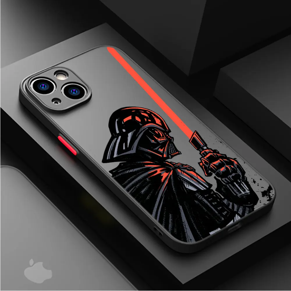 Case for Apple iPhone 11 14 15 Pro Max 13 12 Mini 7 8 Plus XR X 6 6S XS SE Phone Cover Black Matte Funda Disney Cool Star Wars
