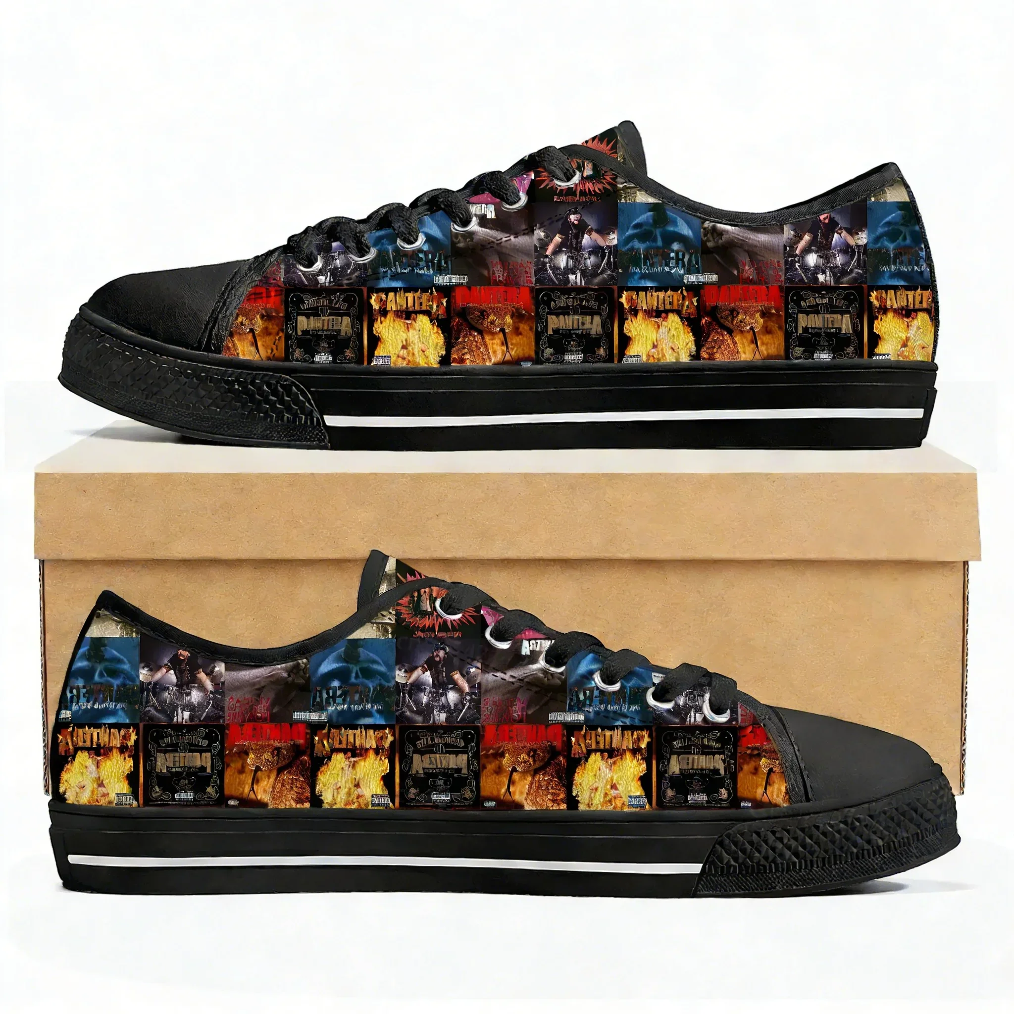 Pantera Metal Band Pop Low Top High Quality Sneakers Mens Women Teenager Canvas Sneaker Casual Couple Shoes Custom Shoes view 2