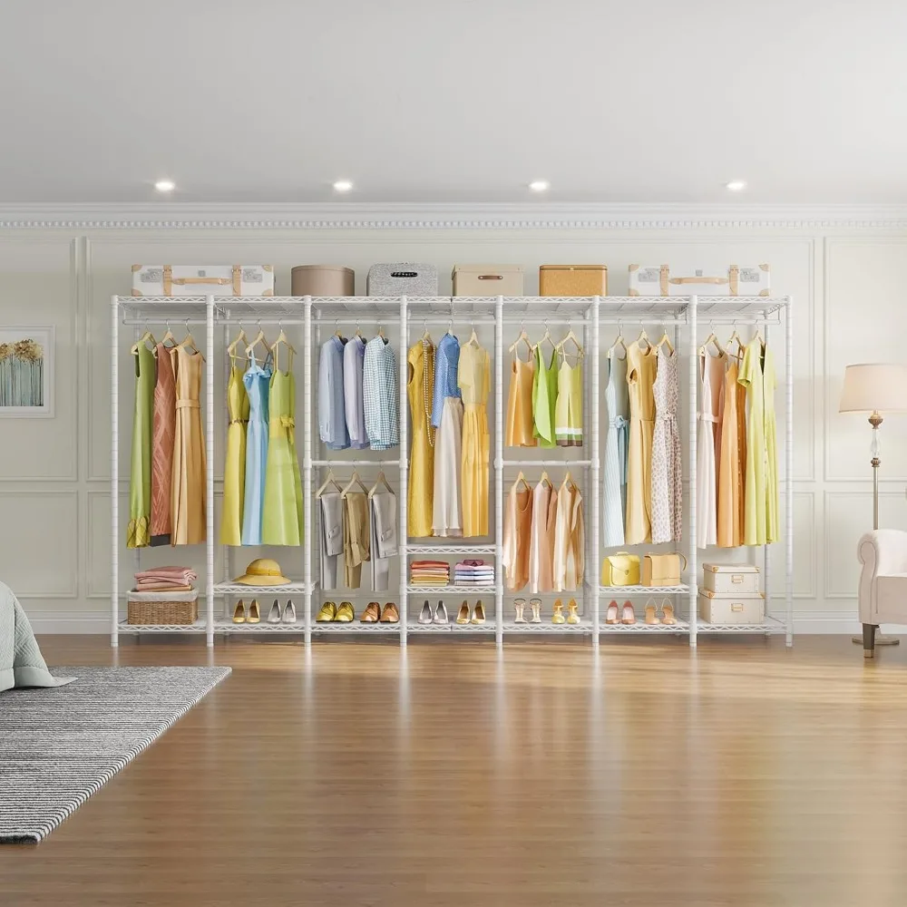 

Extra Large Clothes Rack Heavy Duty Clothing Rack, Freestanding Wardrobe Metal Closet for Hanging Clothes, Bedroom Org