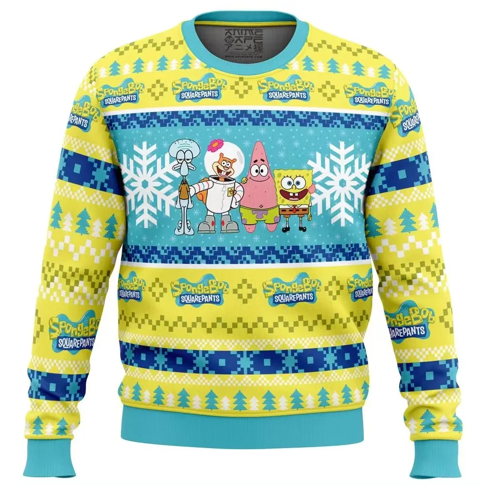 2025 New SpongeBob SquarePants Nickelodeon Ugly Christmas Sweater Fashion Women\'s Men\'s Hoodie Cartoon Anime Couple Sports Shirt