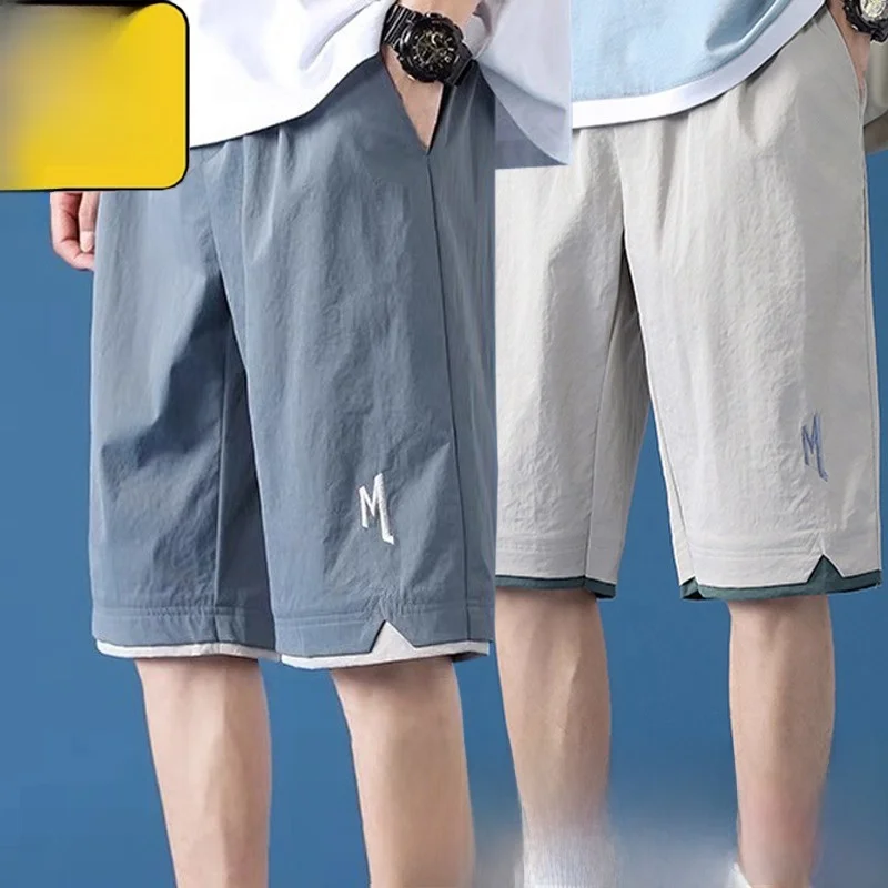 

Paul Mon Ice Silk Men's orts Summer New Loose Breathable Casual Qui Dry Sport Five-Point Pants Polyester Elastic Fiber