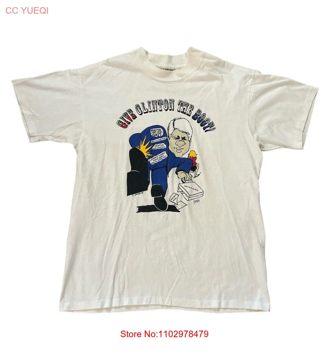 Винтажная рубашка 1996 с шумоподавлением о ботинках Клинтона, большие размеры, Сделано в США
