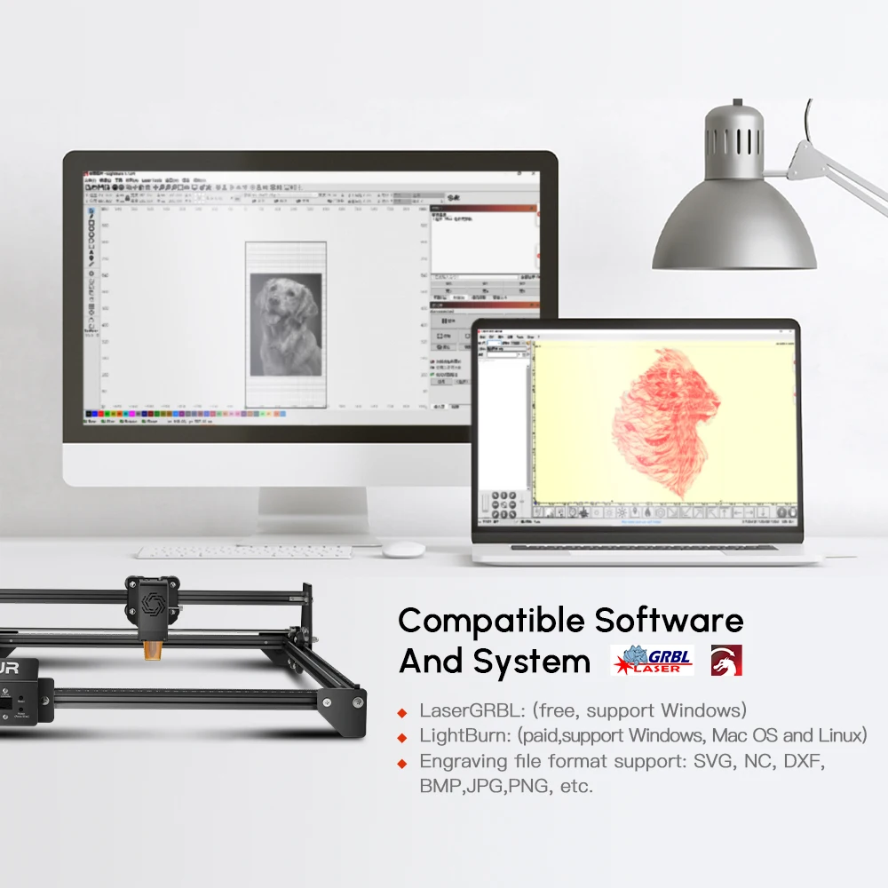 Ortur-La ser Master 2 Desktop Printer, Logo Picture Marking, Rolo CNC, Eixo de Rotação, Módulo Rotativo, 20W