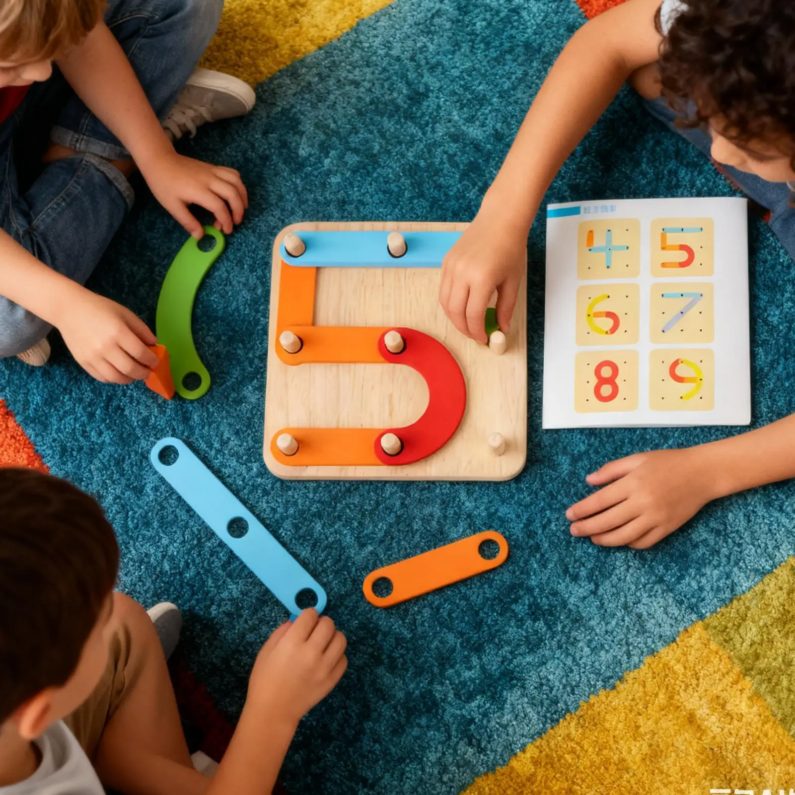 Puzzle de chiffres, couleur assortie, panneau perforé, numéro empilable, forme en bois, pour motricité, jeu pour enfants, bébés filles