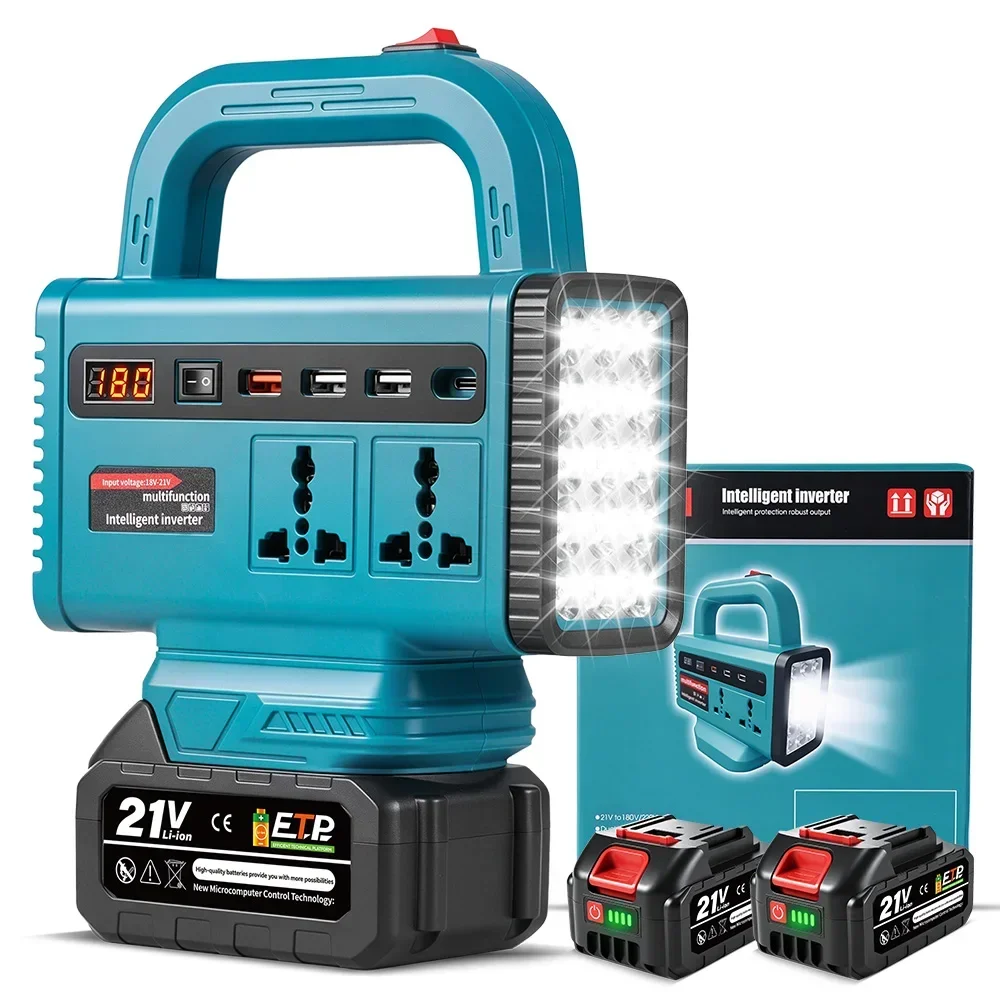 YOFIDRA 350W Kabelloser Stromwandler DC 18V-21V zu AC 220V Lithium-Batterie-Wechselrichter mit Dual-USB-Ladeanschluss für Makita-Akkus – Detail 3
