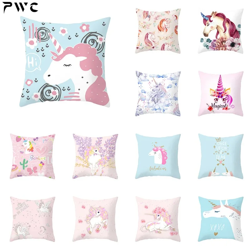 

Creative Colorful Cute Cartoon Unicorn Print Pattern Cushion Cover Home Living Room Sofa Decoration Square pillowcase