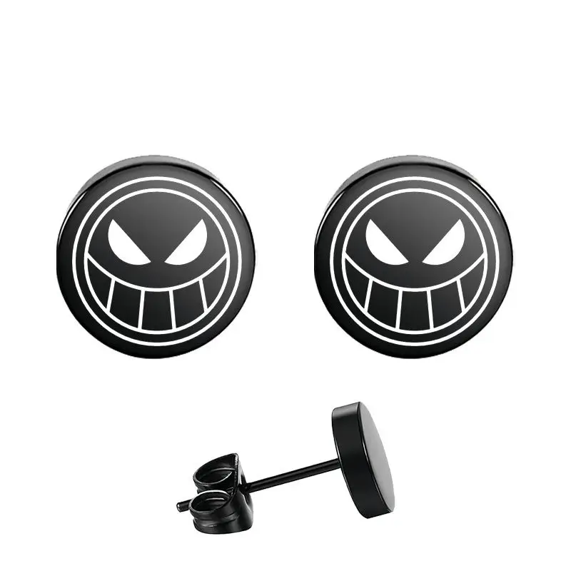 1 paire de boucles d'oreilles une pièce de dessin animé, clip d'oreille, tête de crâne volant de route, boucles d'oreilles en acier inoxydable, cadeaux Anime Cos pour hommes et femmes, bijoux