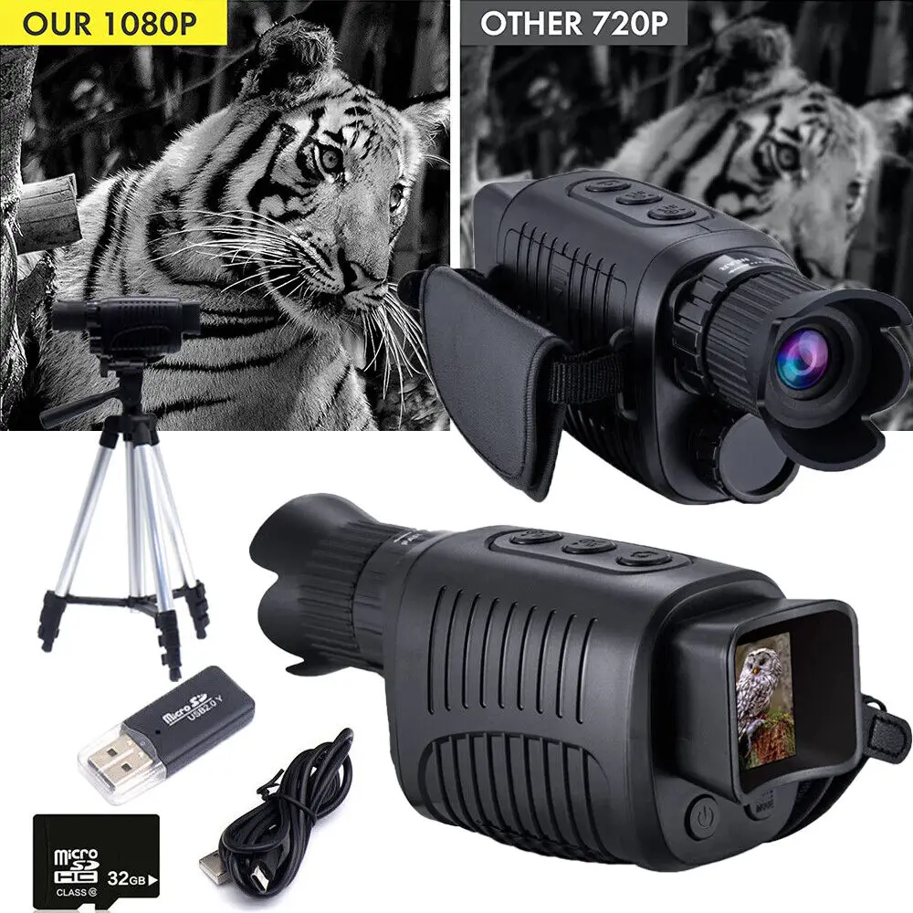 

1080P IR Night Vision Monocular 5X Zoom Telescope Hunting Digital Camera &Tripod