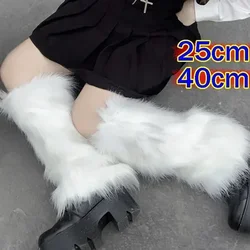 Sexy Pluizige Beenwarmer Vrouwen Winter Warme Knielengte Kousen Lange Sokken Zachte Harige Faux Gothic Legging Bontvoet Laars Cover