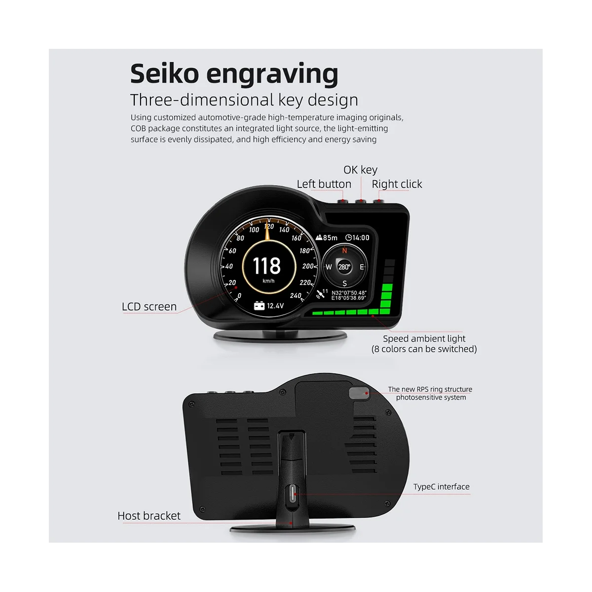 OBD2 EOBD Multifunction LCD Display OBD+GPS HUD Auto Computer Car Head UP Display Real-Time Speedometer for All Car