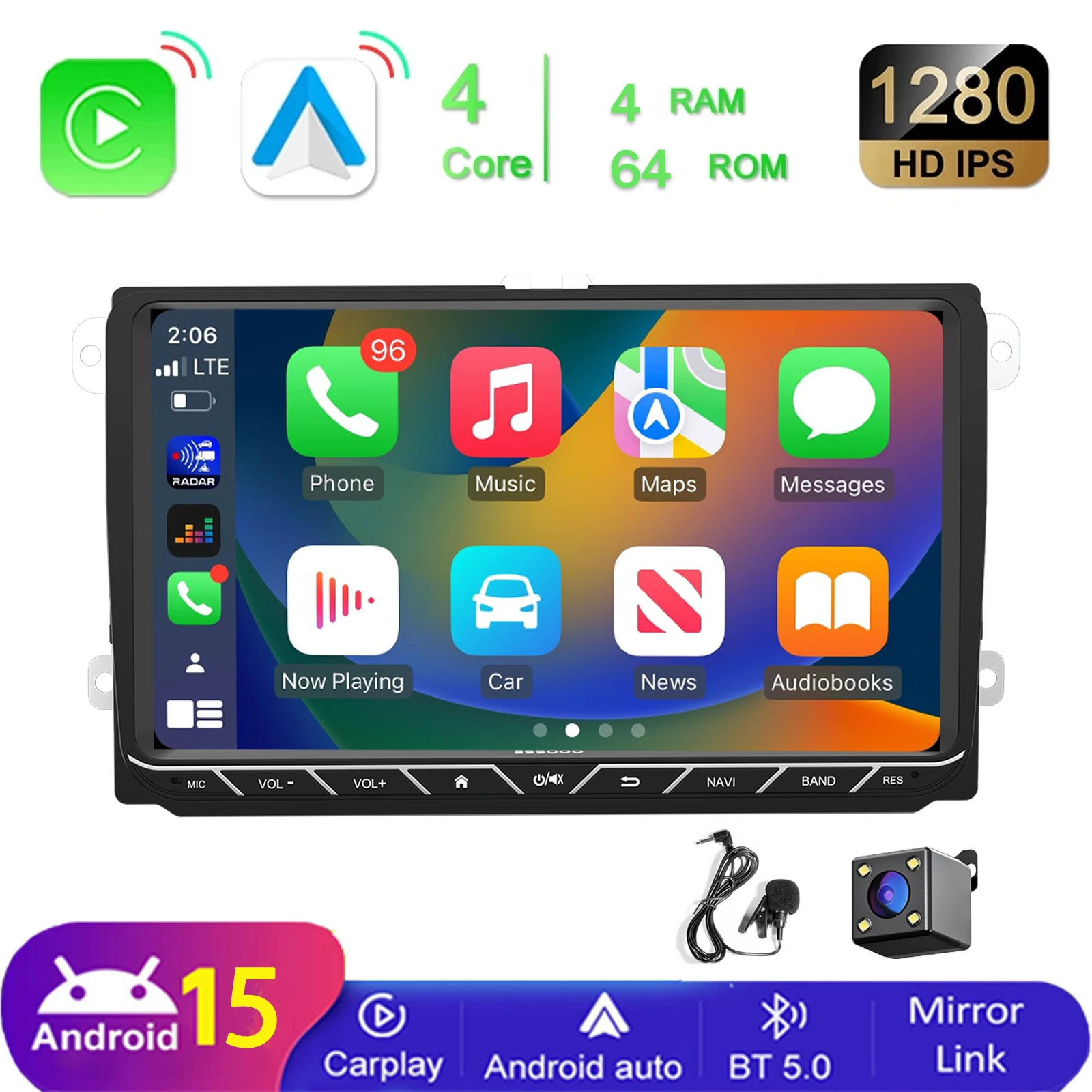 7 "9" CarPlay Android autoradio voor Volkswagen VW Golf Passat JETTA Skoda SEAT 2din GPS autoradio systeem