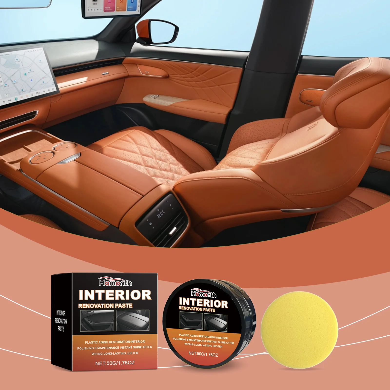 

Car Interior Leather Renovation Paste Gentle Cleaner Protector for Car Seats - Restore Shine Nourish Leather & Reduce Friction