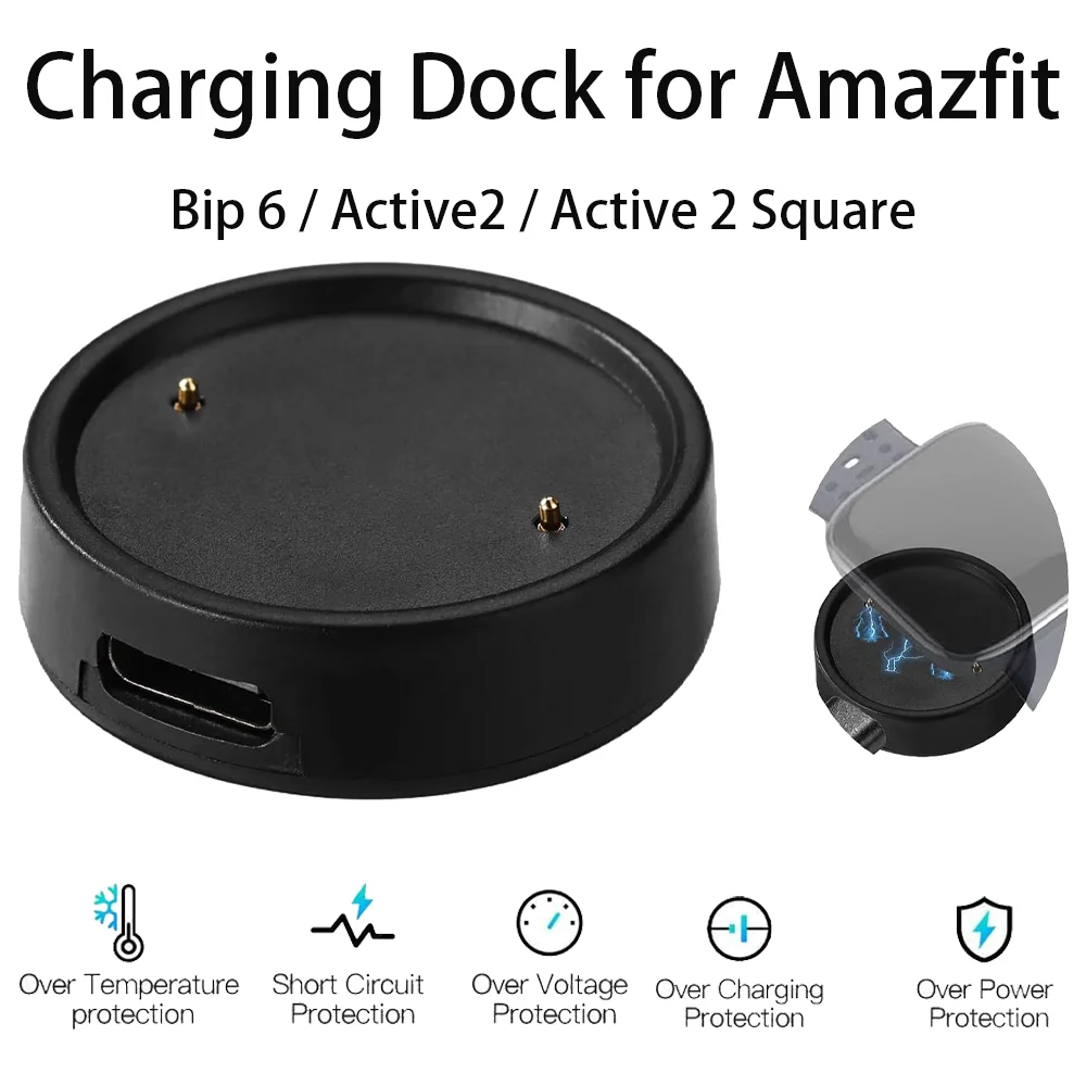Base de carregamento para Amazfit Bip6, suporte de carregamento tipo C, compatível com os smartwatches Bip 6 / Active2 / Active 2 Square.