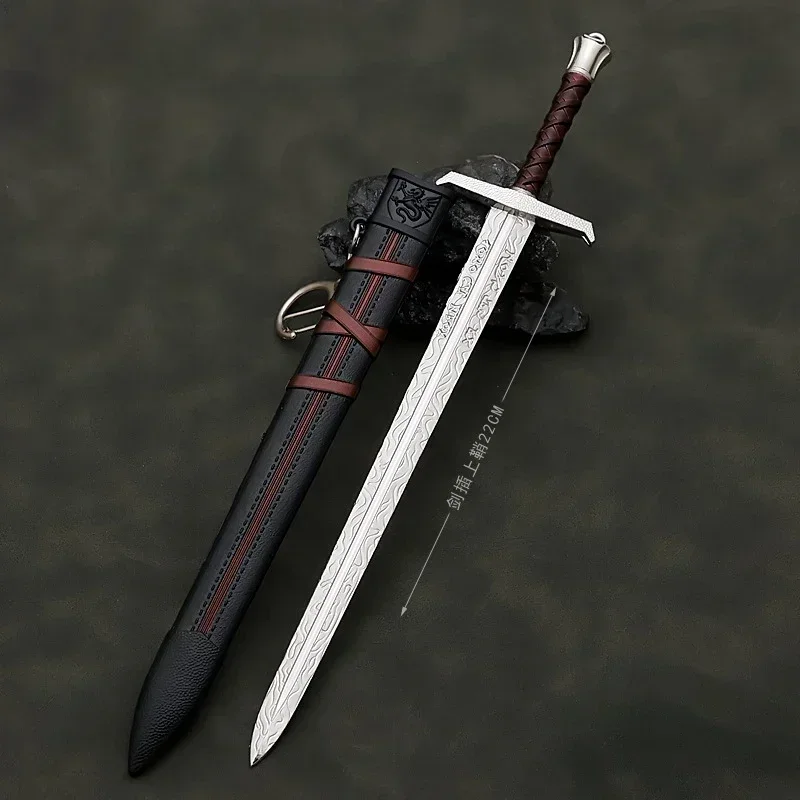 22cm Arthur Pendragon Swords Medieval Katana Samurai Sword Uncut Blade Model Keychain Collections Christmas Gifts Toys For Kids