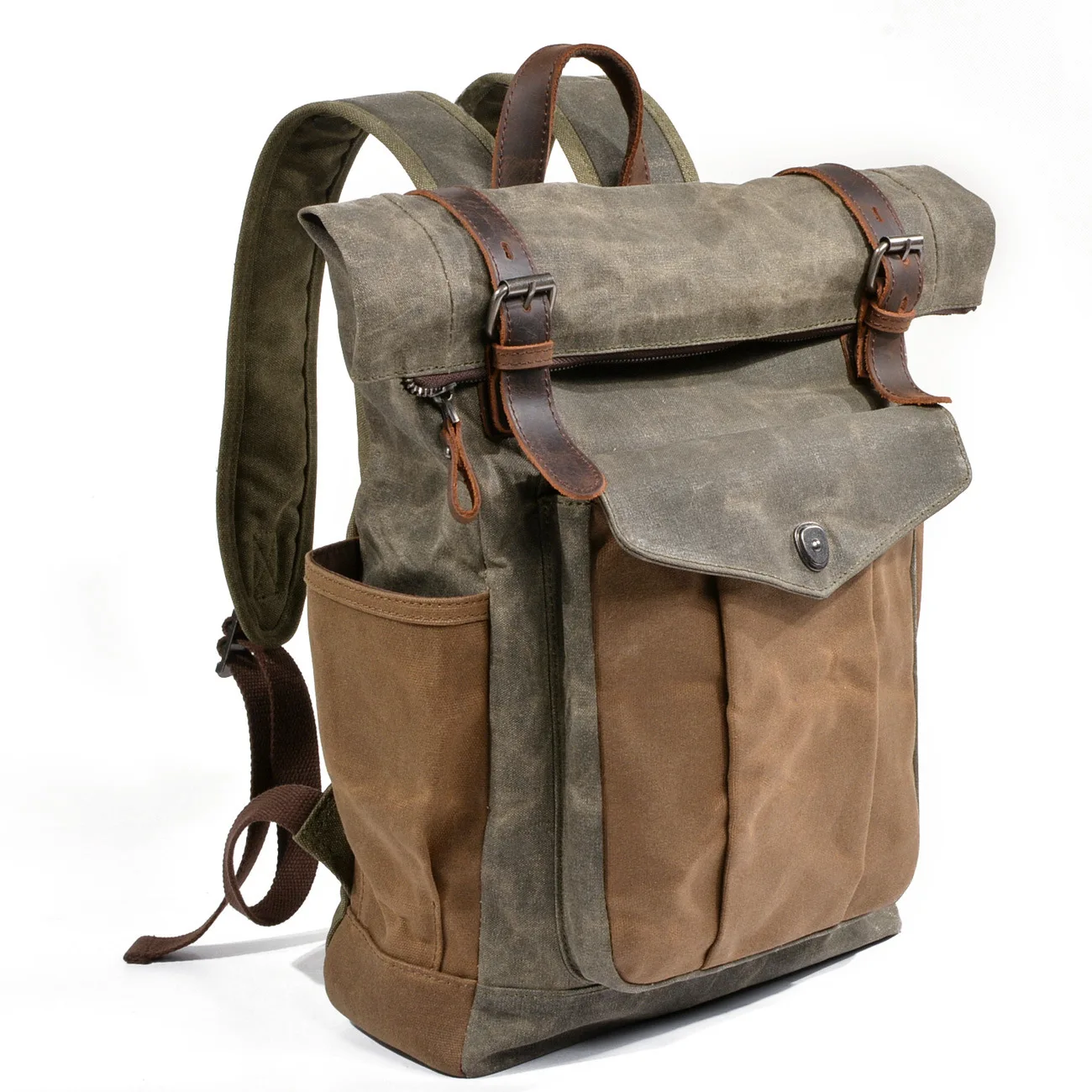 Luxury Vintage Canvas Backpacks for Men Oil Wax Canvas Leather Travel Backpack Large Waterproof Daypacks Retro camera bag
