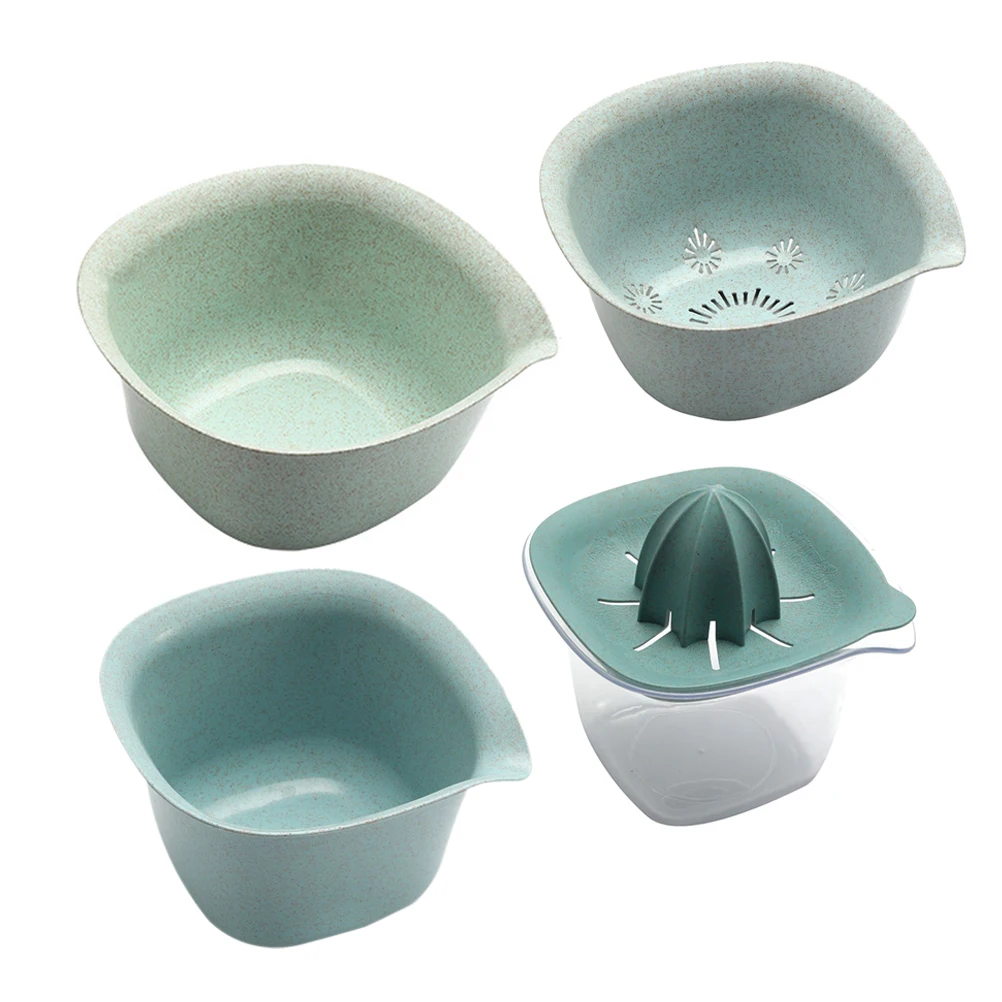 

Four Piece Slip Salad Bowl Juicer Kit Fruit Squeezer Manual Lemon Citrus Juicer Bowl Set Presser Kitchen Supply