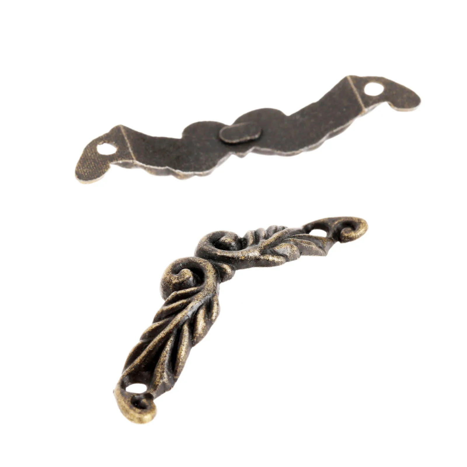 

10 Pcs Jewelry Box Cabinet Pulls Leaves Striped Carved Handle Door Drawer Knobs Antique Bronze Furniture Handles with Screws