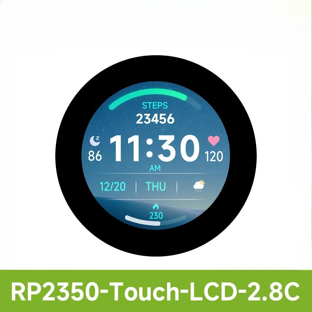 Waveshare RP2350 2.8inch Round Display Development Board, 480×480, Based On The Raspberry Pi RP2350B RGB Interface