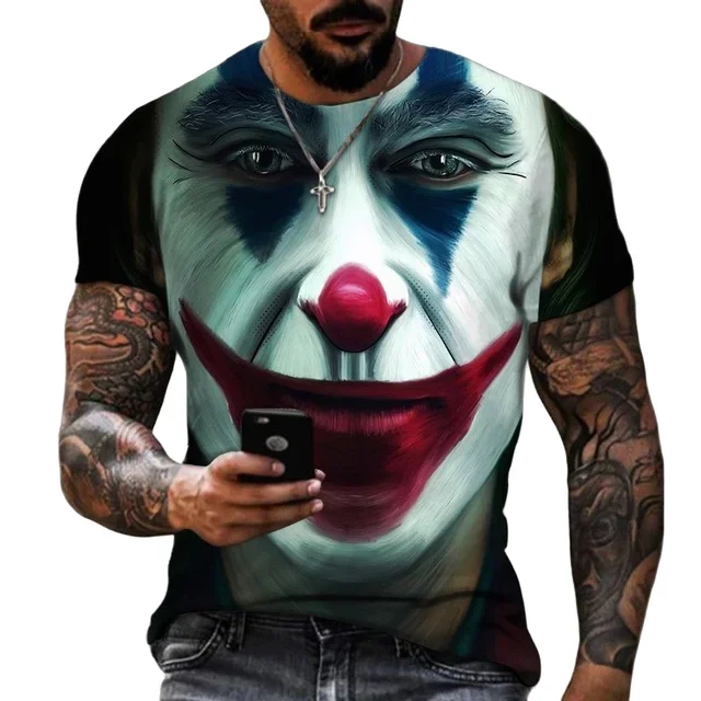 2023 Fashion 3D T Shirt For Men Joker Print  Casual O-neck Short Sleeve Tees Funny Hip Hop Anime Harajuku tops