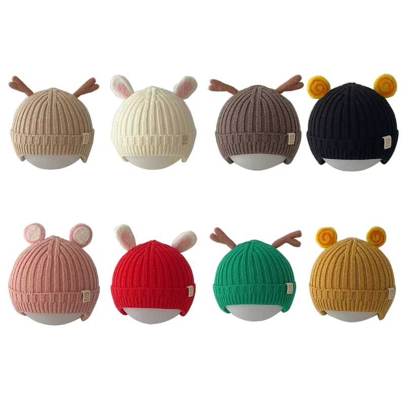 W3JF 2023 Autumn Winter Hat Baby Caps Cosy Ear Protections Caps Solid Color