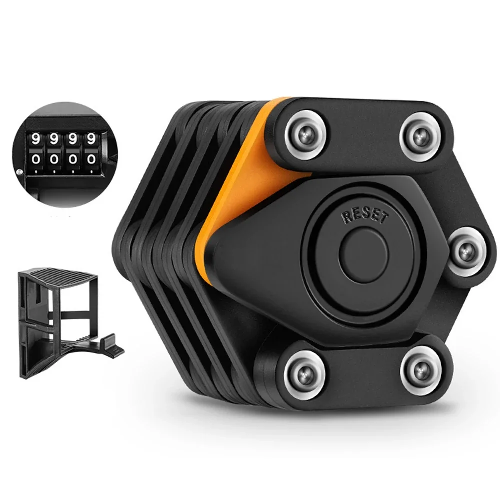 

Folding Bike Lock Premium Alloy Material Keyless Locking Waterproof ABS Coating Compact and Portable Black Color