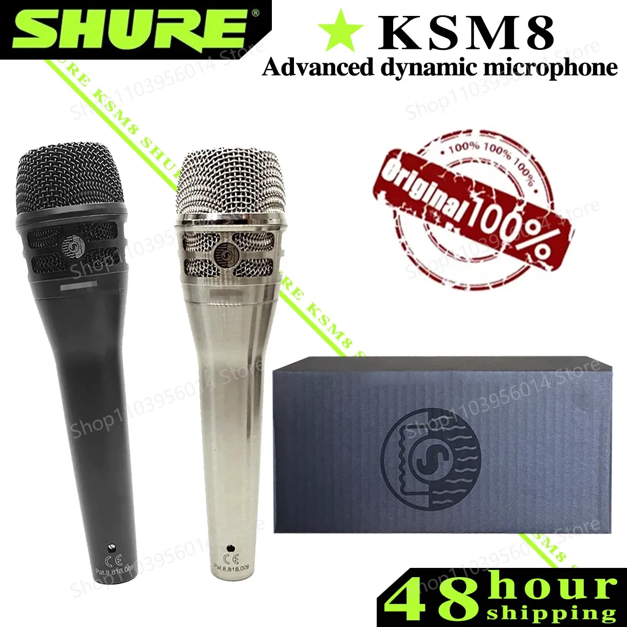 SHURE KSM8 Handheld Professional Dynamic Microphone Cardioid Microphone For Singer Stage Performance Karaoke Host Wired Mic KSM8