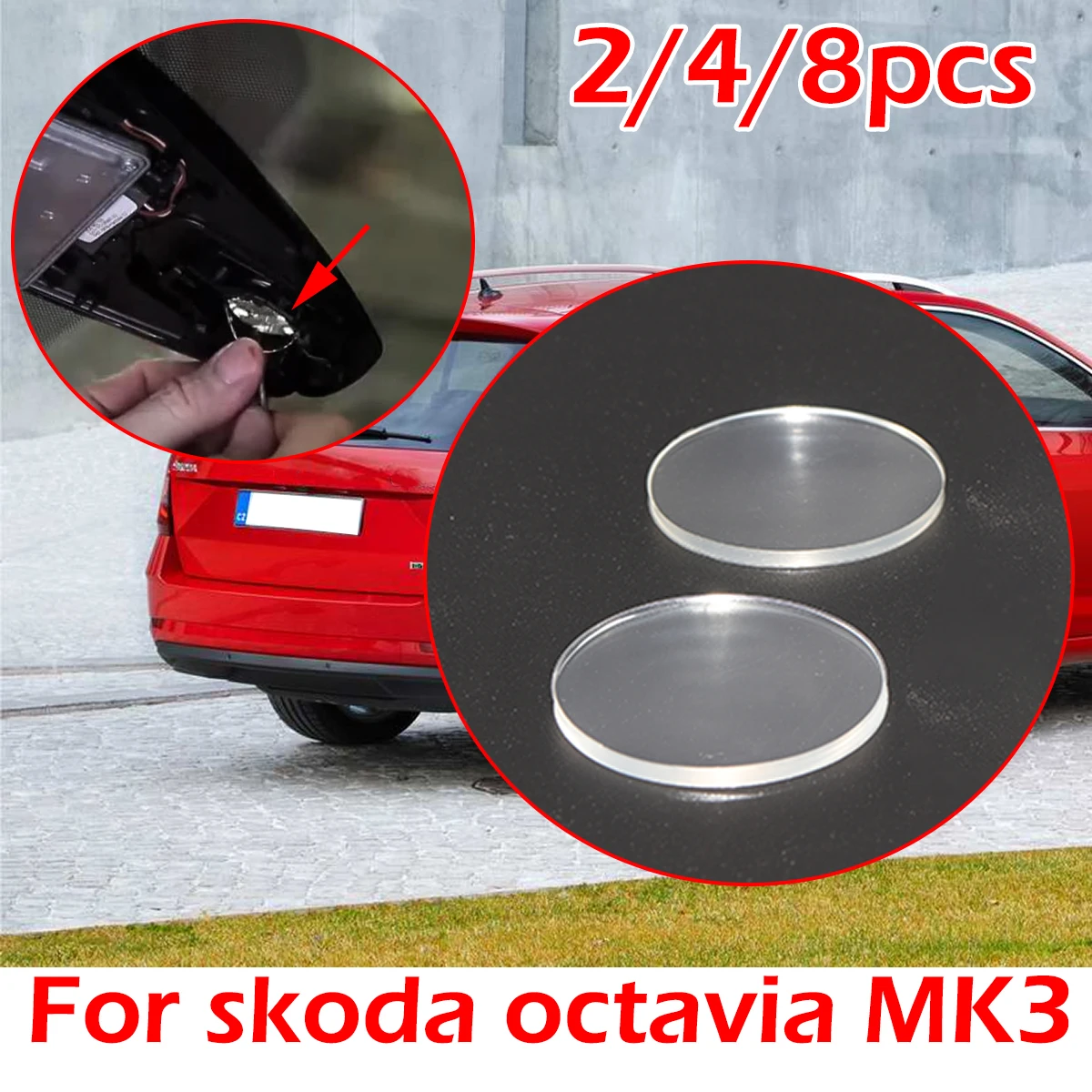 2/4/8pc Rain Light Sensor Gel Pad Adhesive Film Silicone Cushion Windscreen Chip For Skoda Octavia MK3 Kodiaq 2016-2021​ Superb