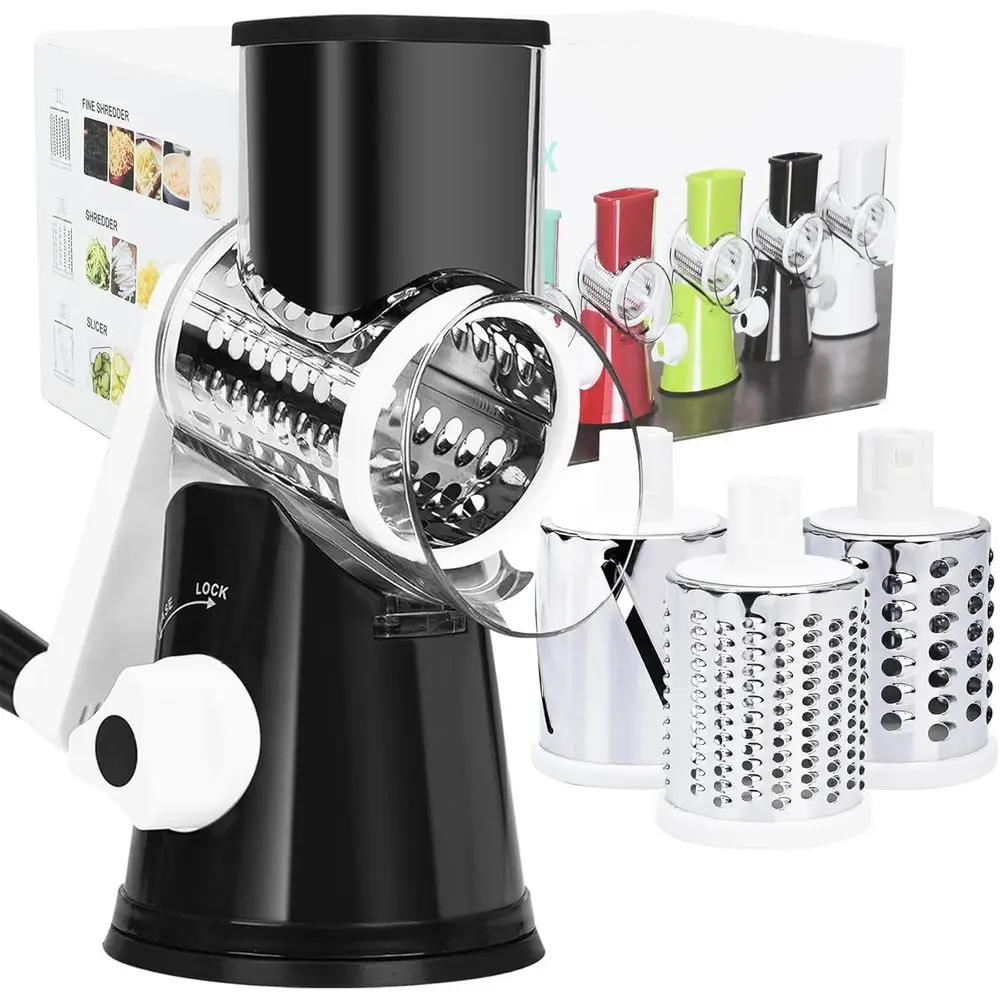 

Black Kitchen Mandoline Slicer with 3 Blades and Strong Suction Base for Grating and Slicing Vegetables, Fruits, and Nuts