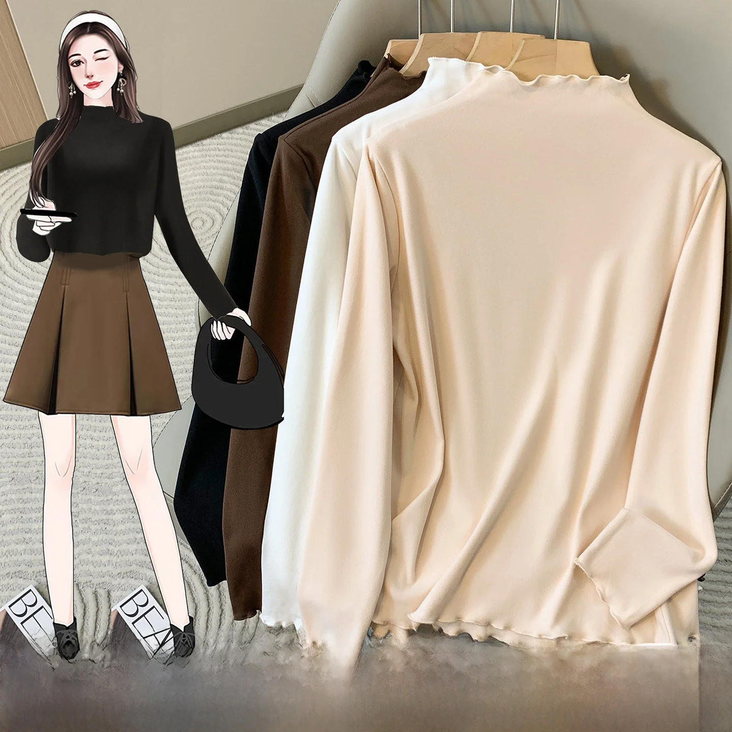 

Slimming Base Layer irt Women's plus Size Spring New Sle Faionable Wood ain Inner Wear Belly Cover Top