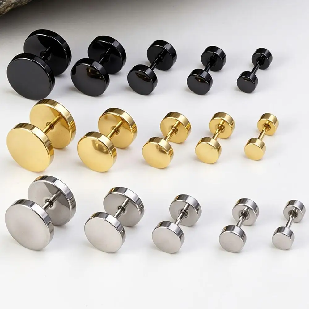 5pcs Set Stainless Steel Ear Cartilage Tragus Daith Stud Earrings Ear Expander Plugs Minimal Flat Round Body Piercing Jewelry